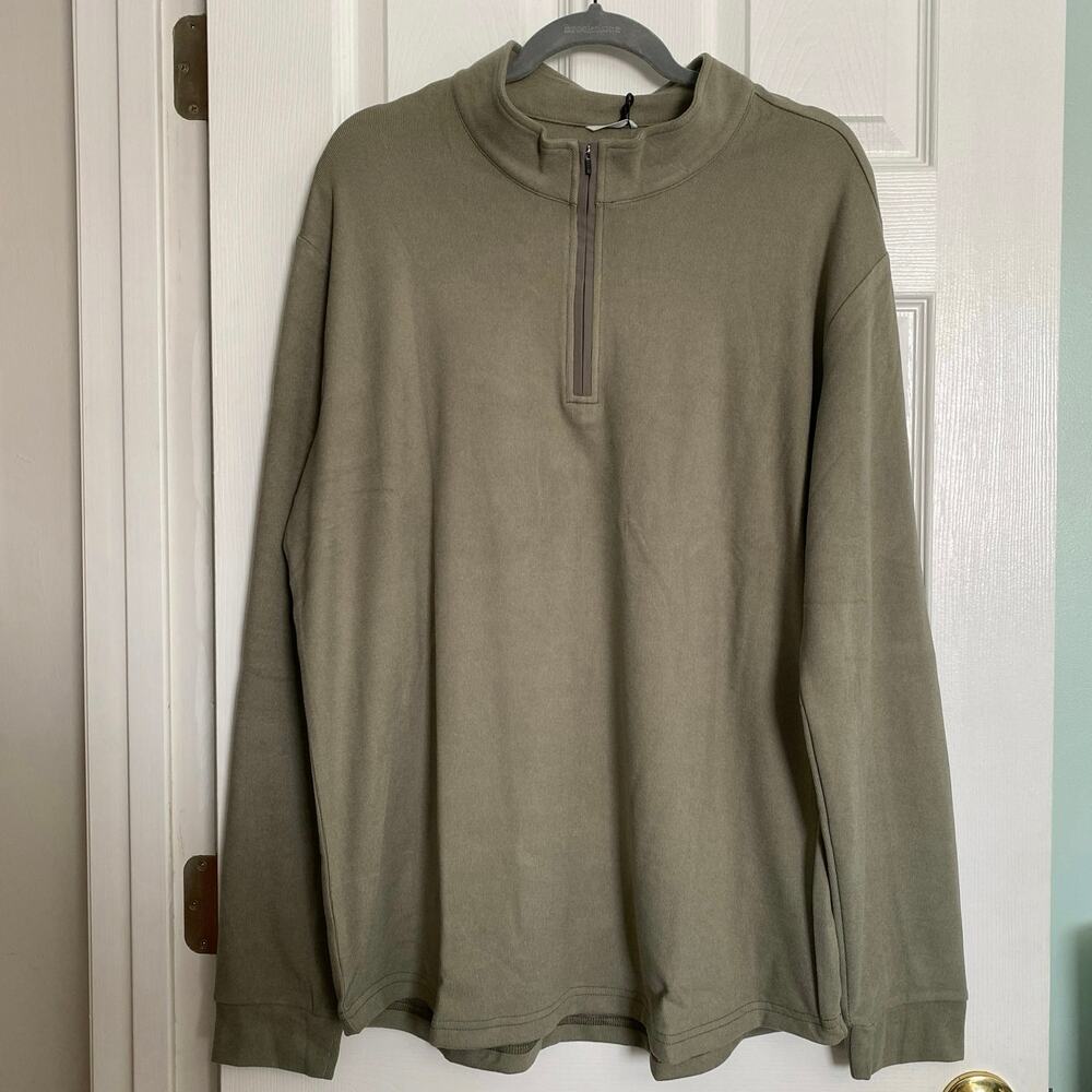 Men’s XXL Swannies Golf Olive Green Quarter Zip Pullover Sweater - NWT